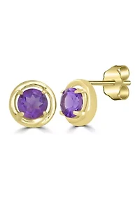 Gold over Sterling Silver Halo Stud Earrings