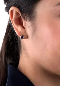 Gold over Sterling Silver Halo Stud Earrings