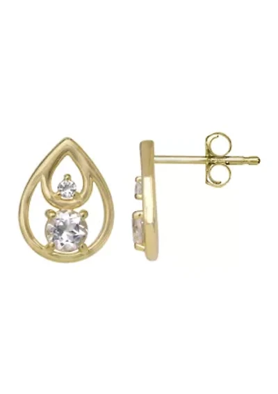  White Topaz Teardrop Stud Earrings