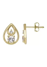 White Topaz Teardrop Stud Earrings