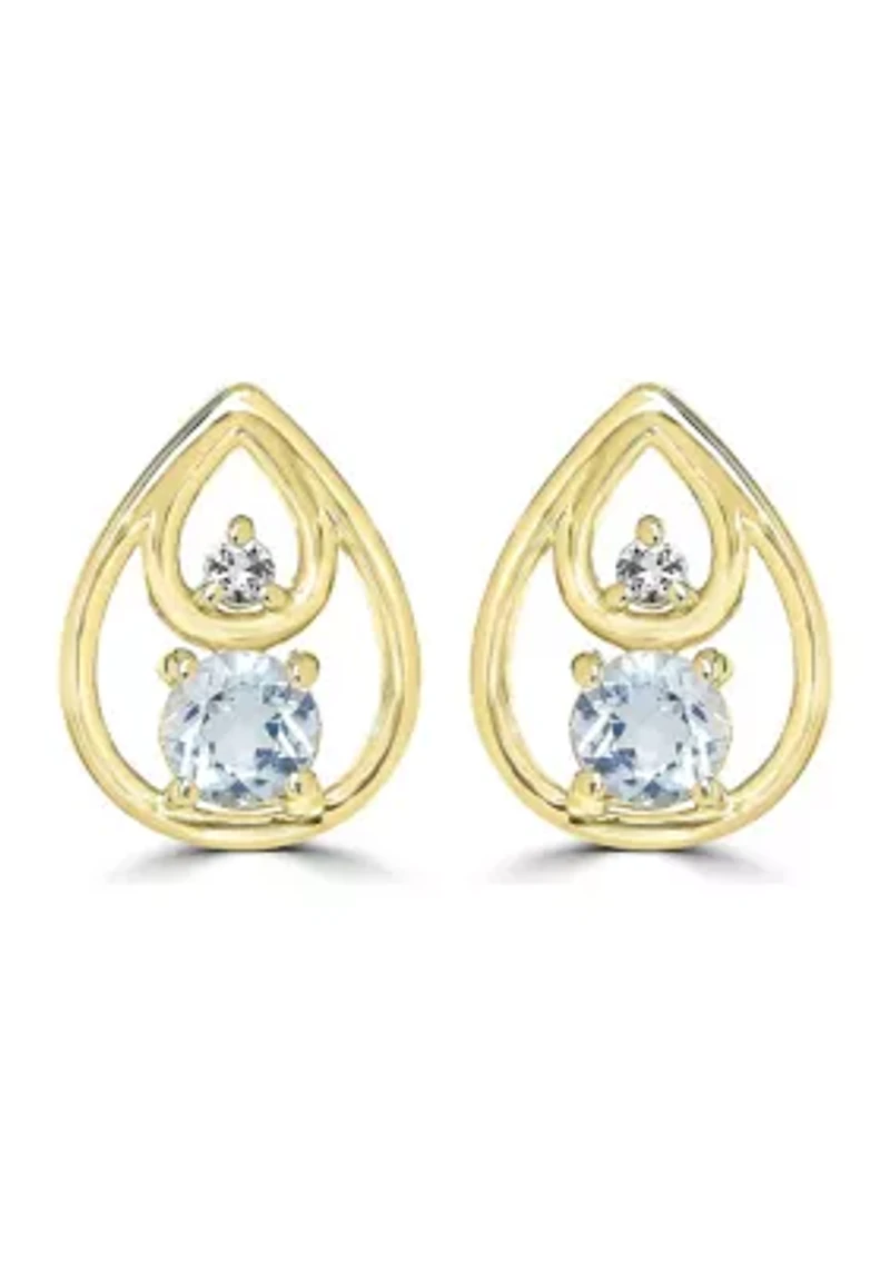 Gold over Sterling Silver Teardrop Stud Earrings