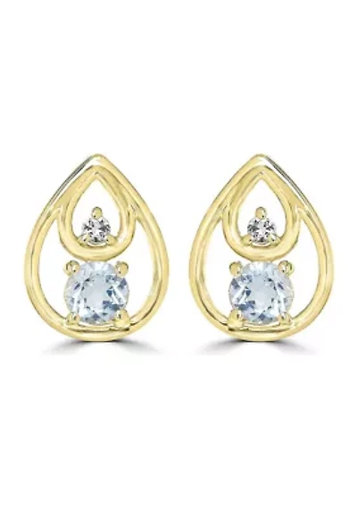 Gold over Sterling Silver Teardrop Stud Earrings
