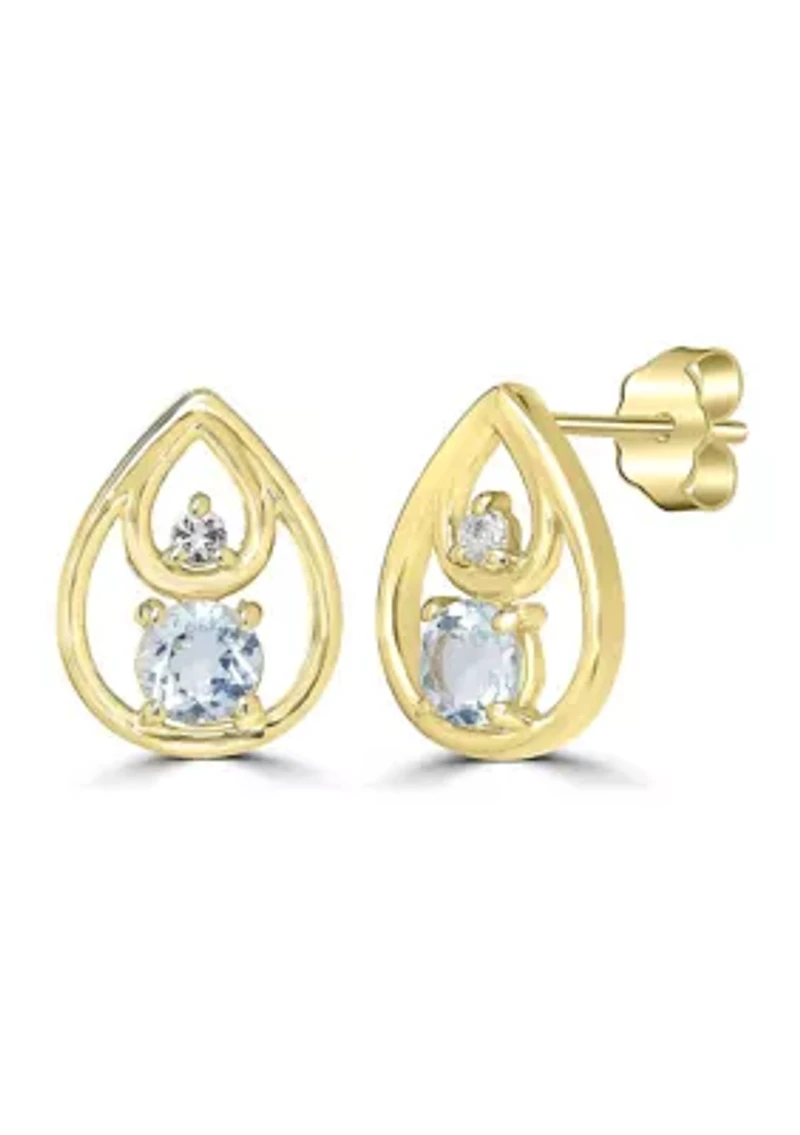 Gold over Sterling Silver Teardrop Stud Earrings