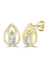 Gold over Sterling Silver Teardrop Stud Earrings