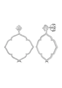 Silver Plated Cubic Zirconia Open Clover Drop Earrings