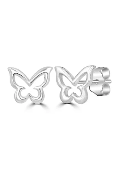 Open Butterfly Sterling Silver Stud Earrings