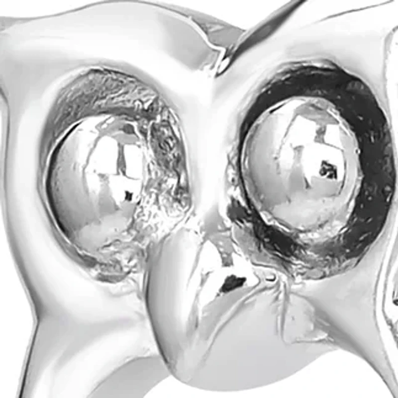 Sterling Silver Cubic Zirconia Owl Stud Earrings