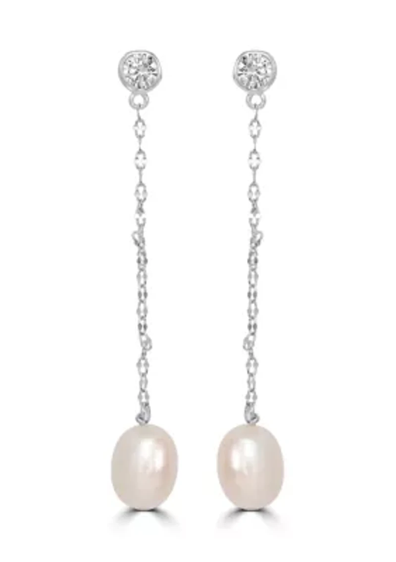 Sterling Silver Cubic Zirconia Pearl Earrings