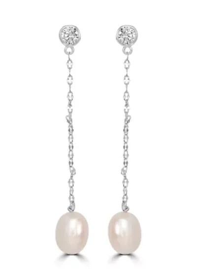 Sterling Silver Cubic Zirconia Pearl Earrings