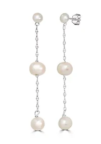 Sterling Silver Cubic Zirconia Pearl Earrings
