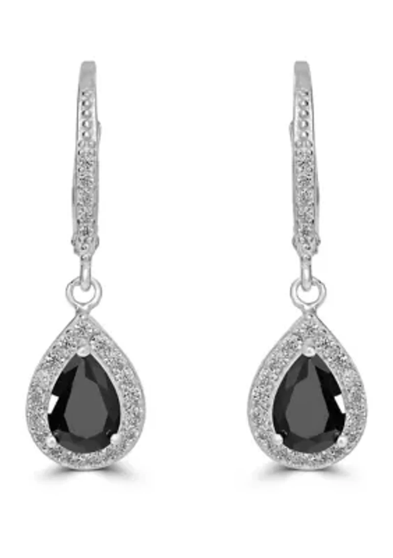 Sterling Silver Cubic Zirconia Pear Drop Earrings