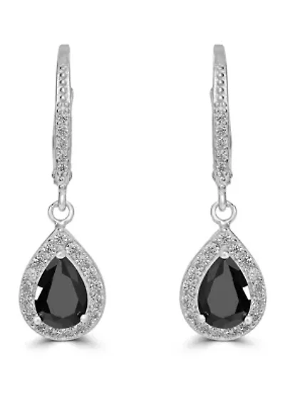 Sterling Silver Cubic Zirconia Pear Drop Earrings