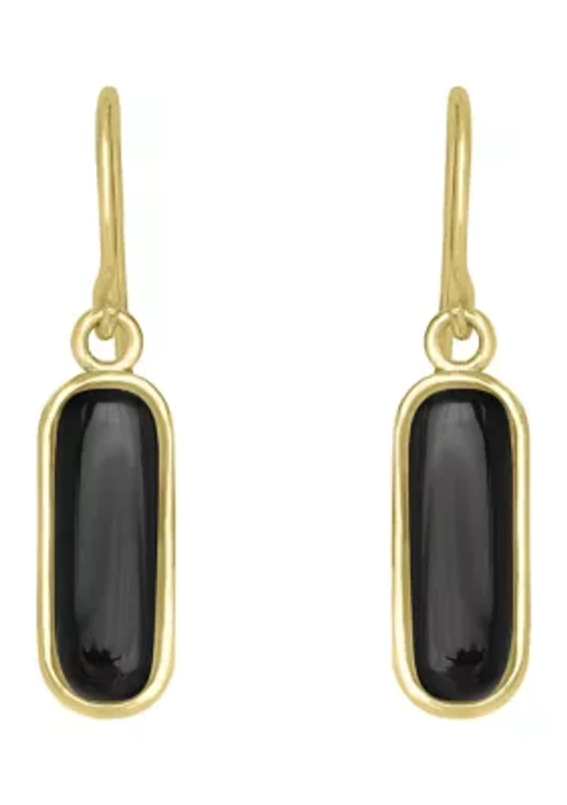 Gold Over Sterling Silver Rectangular Drop Earrings