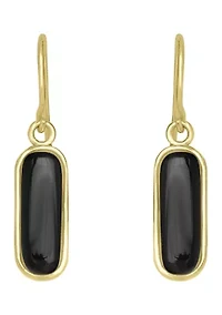 Gold Over Sterling Silver Rectangular Drop Earrings