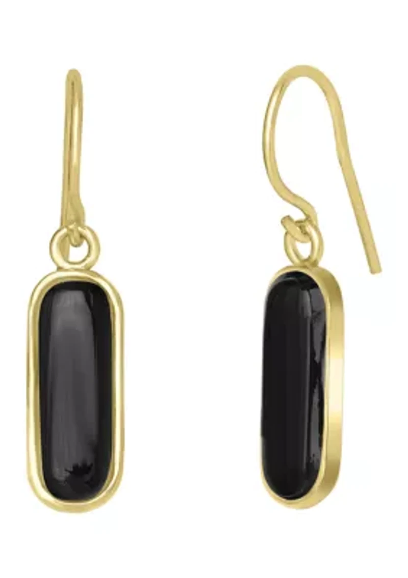 Gold Over Sterling Silver Rectangular Drop Earrings