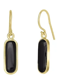 Gold Over Sterling Silver Rectangular Drop Earrings