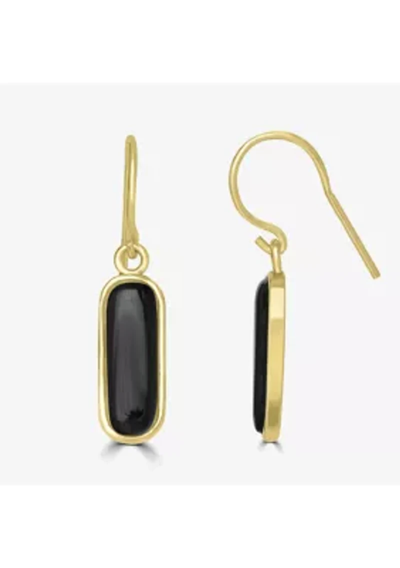 Gold Over Sterling Silver Rectangular Drop Earrings