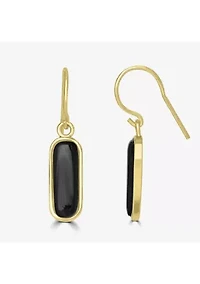Gold Over Sterling Silver Rectangular Drop Earrings