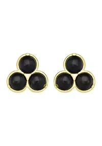 Gold Over Sterling Silver Trillion Cut Stud Earrings