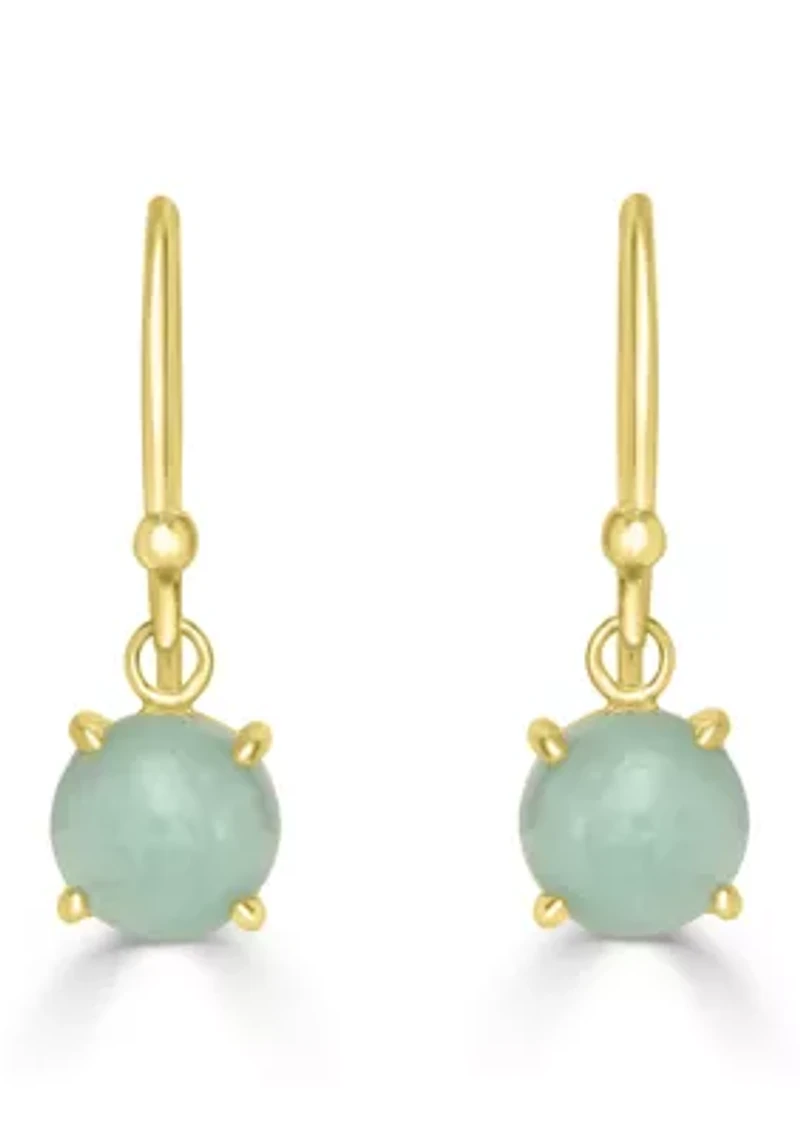 Gold Plated Round Stone Drop Earrings