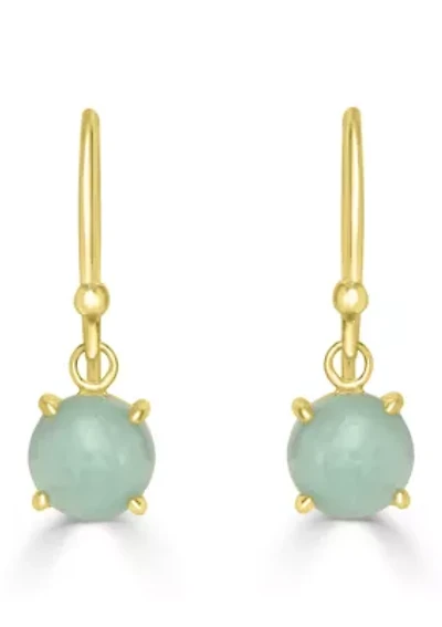 Gold Plated Round Stone Drop Earrings
