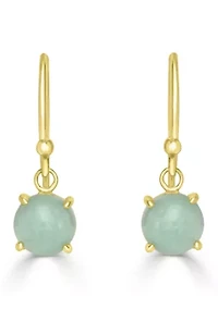 Gold Plated Round Stone Drop Earrings