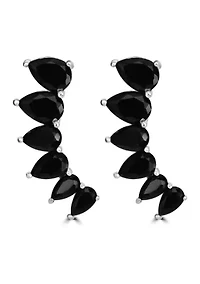 Lab Created Fine Silver Plated Blue CZ Ear Crawler Earrings