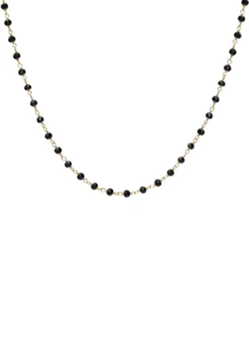 Gold Over Sterling Silver Beaded Station Necklace