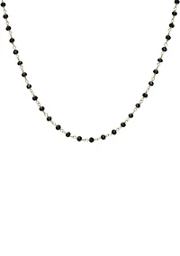 Gold Over Sterling Silver Beaded Station Necklace