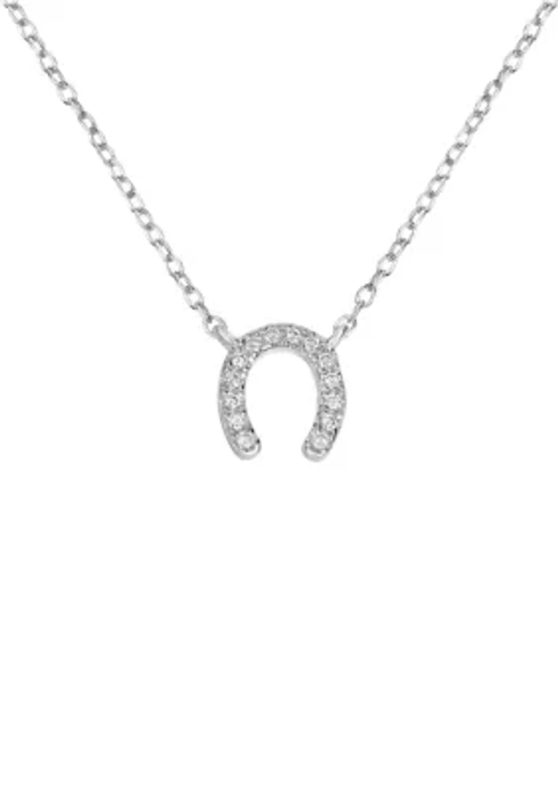 Sterling Silver Cubic Zirconia Horseshoe Pendant Necklace