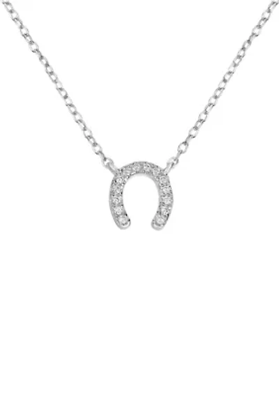 Sterling Silver Cubic Zirconia Horseshoe Pendant Necklace