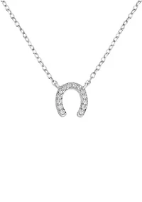 Sterling Silver Cubic Zirconia Horseshoe Pendant Necklace
