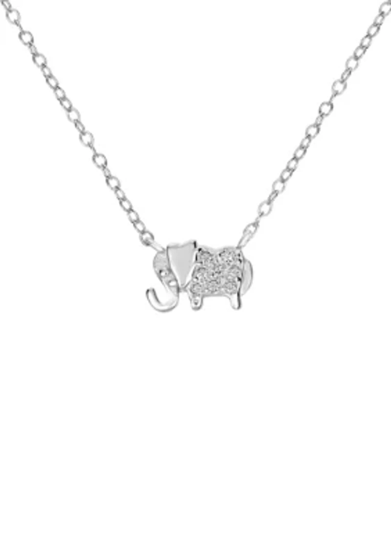 Sterling Silver Cubic Zirconia Elephant Pendant Necklace