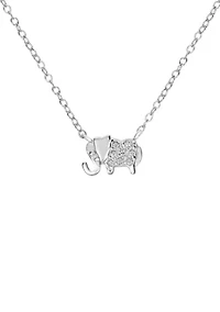 Sterling Silver Cubic Zirconia Elephant Pendant Necklace