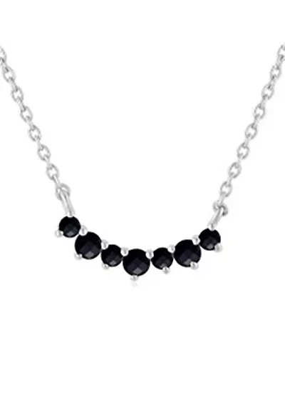 Sterling Silver Curve Bar Stone Necklace