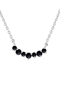 Sterling Silver Curve Bar Stone Necklace