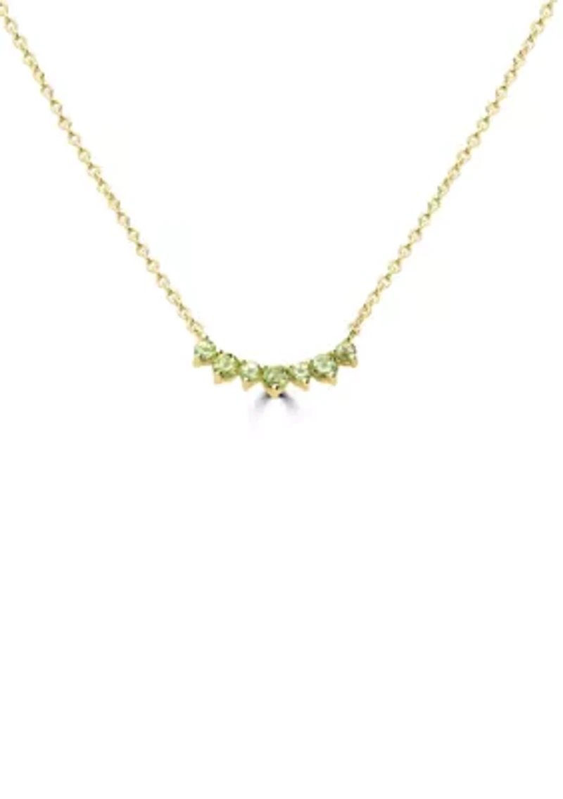 Gold Over Sterling Silver Peridot 7 Stone Necklace