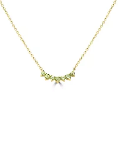 Gold Over Sterling Silver Peridot 7 Stone Necklace