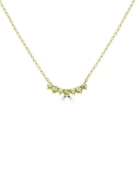 Gold Over Sterling Silver Peridot 7 Stone Necklace