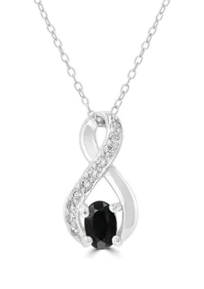 Sterling Silver Black Onyx and Cubic Zirconia Infinity Necklace