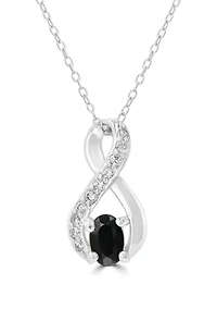 Sterling Silver Black Onyx and Cubic Zirconia Infinity Necklace