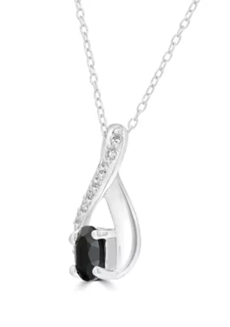 Sterling Silver Black Onyx and Cubic Zirconia Infinity Necklace