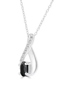 Sterling Silver Black Onyx and Cubic Zirconia Infinity Necklace