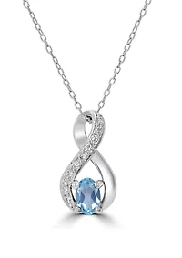 Sterling Silver Blue Topaz and Cubic Zirconia Infinity Necklace