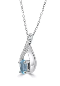 Sterling Silver Blue Topaz and Cubic Zirconia Infinity Necklace