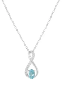 Silver Stone Infinity Pendant Necklace