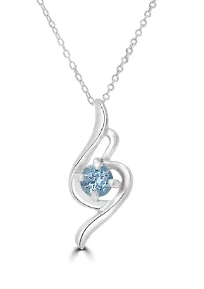 Sterling Silver Blue Topaz Swirl Necklace