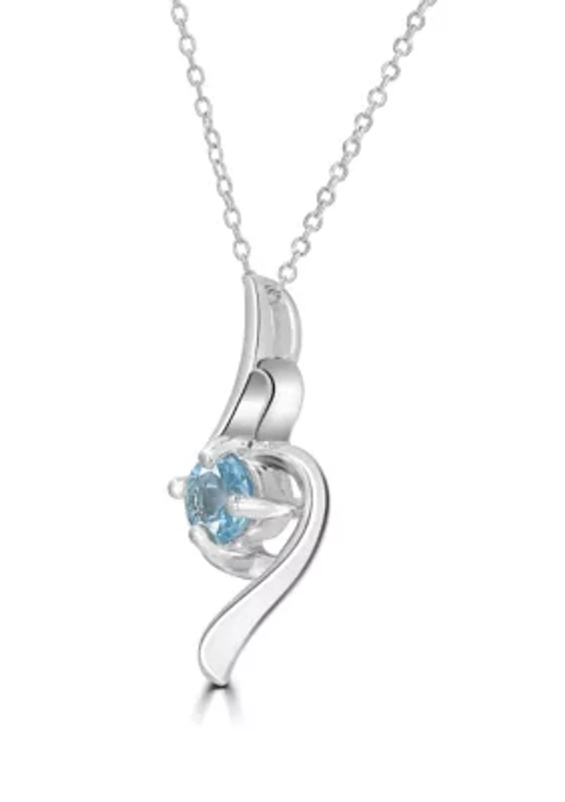 Sterling Silver Blue Topaz Swirl Necklace