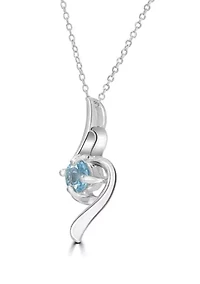 Sterling Silver Blue Topaz Swirl Necklace