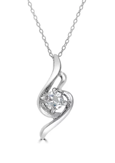 Sterling Silver White Topaz Swirl Necklace